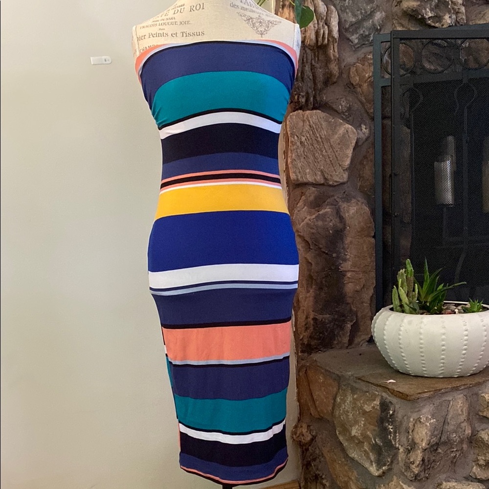 Derek Heart Colorful Striped Backless Dress